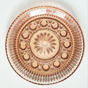 Vintage pink cut glass trinket dish